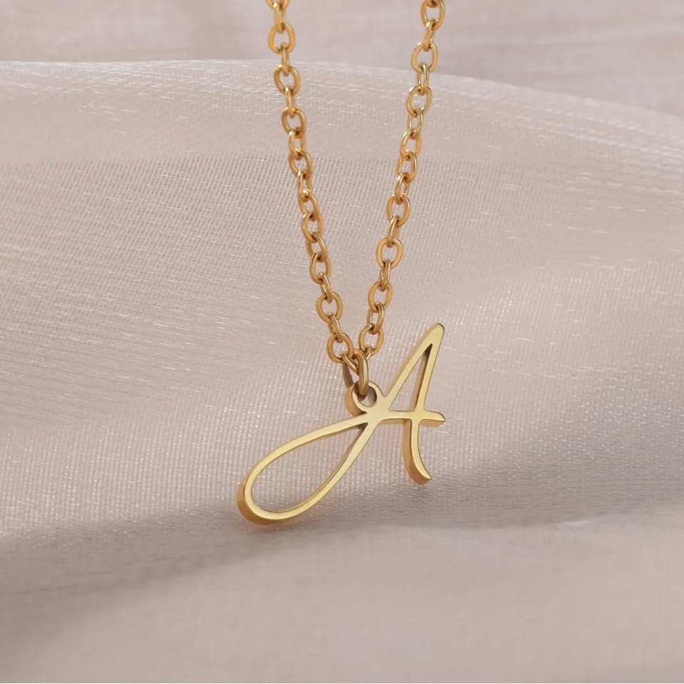 Gold Plated Letter Capital Alphabet Pendant Necklaces For Girls/Women