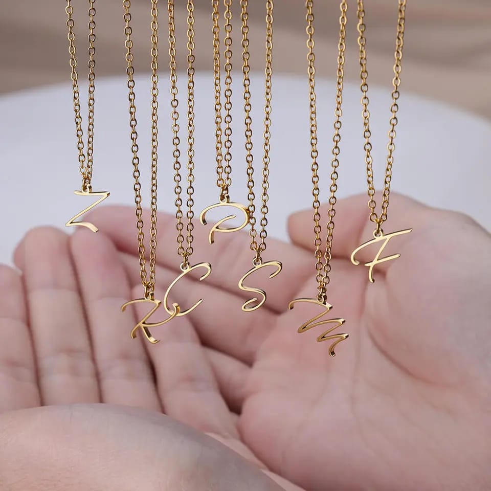 Gold Plated Letter Capital Alphabet Pendant Necklaces For Girls/Women