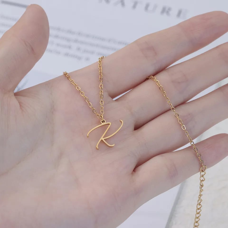 Gold Plated Letter Capital Alphabet Pendant Necklaces For Girls/Women