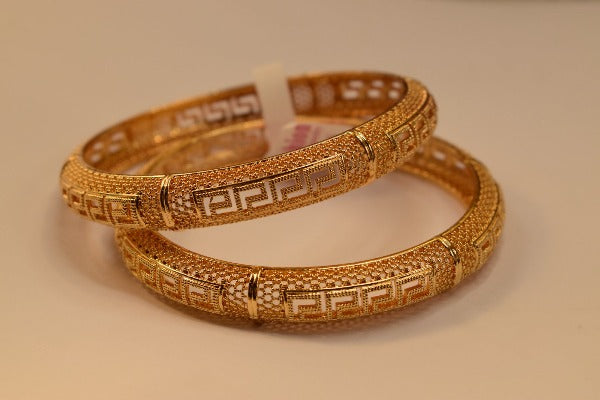 24K One Dip Indian Gold Plated Fancy Bangles Set for Girls/Women