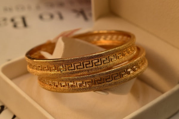 24K One Dip Indian Madrasi Gold Plated Fancy Bangles Set for Girls/Women