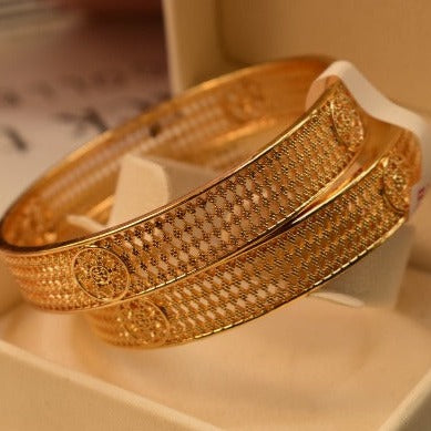 24K One Dip Indian Gold Plated Fancy Bangles Set for Girls/Women