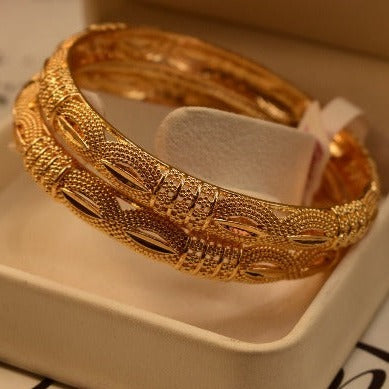 24K One Dip Indian Gold Plated Fancy Bangles Set for Girls/Women