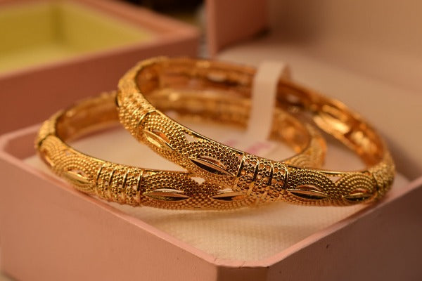 24K One Dip Indian Gold Plated Fancy Bangles Set for Girls/Women