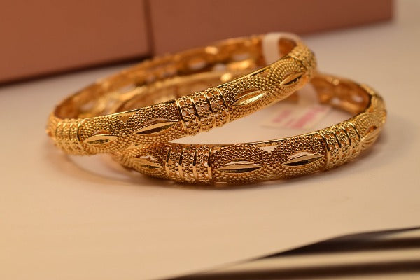 24K One Dip Indian Gold Plated Fancy Bangles Set for Girls/Women