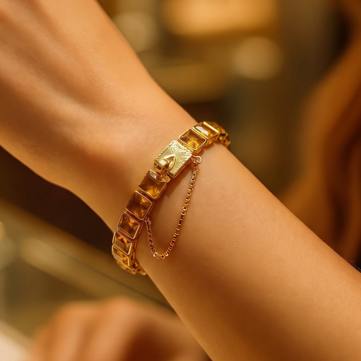 Dazzling Design Gold Plated Crystal Stones Bangle for Girls/Women
