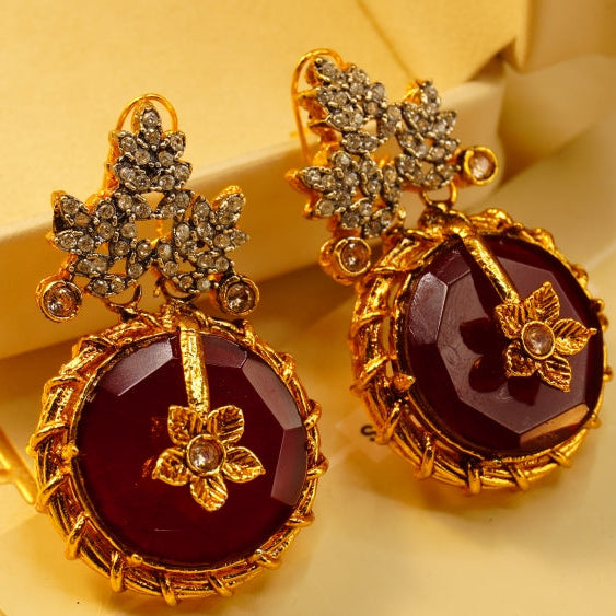 Gorgeous Design Gold Plated Crystal Stones Earrings For Girls/women