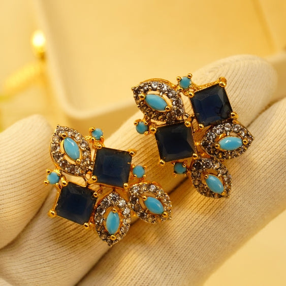 Fancy Design Gold Plated Crystal Stones Earrings For Girls/women