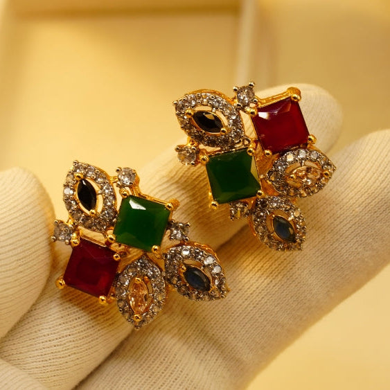 Fancy Design Gold Plated Crystal Stones Earrings For Girls/women