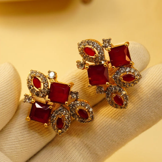 Fancy Design Gold Plated Crystal Stones Earrings For Girls/women
