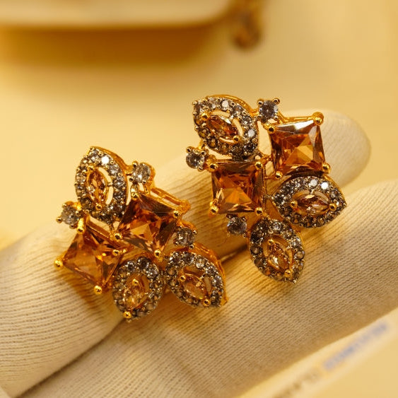 Fancy Design Gold Plated Crystal Stones Earrings For Girls/women
