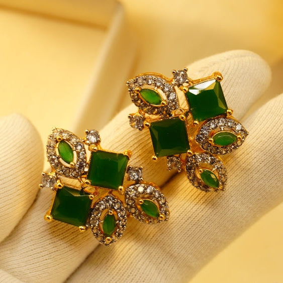 Fancy Design Gold Plated Crystal Stones Earrings For Girls/women