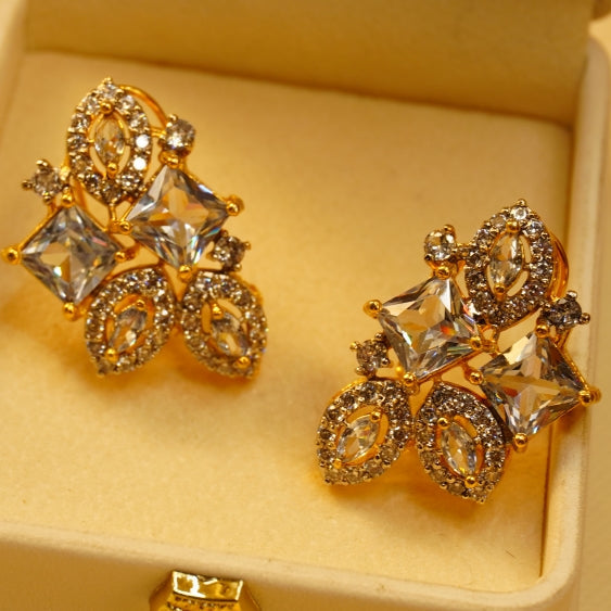 Fancy Design Gold Plated Crystal Stones Earrings For Girls/women