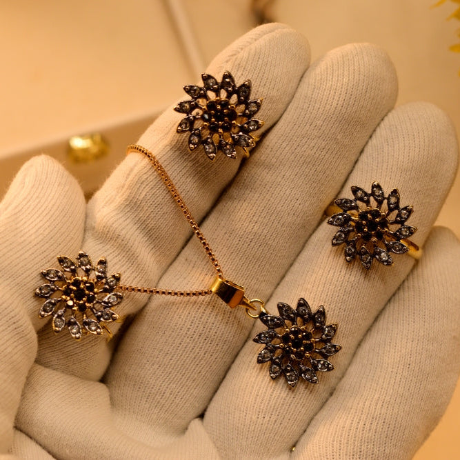 Gorgeous Design Gold Plated Crystal Stones Necklace Set for Girls/Women
