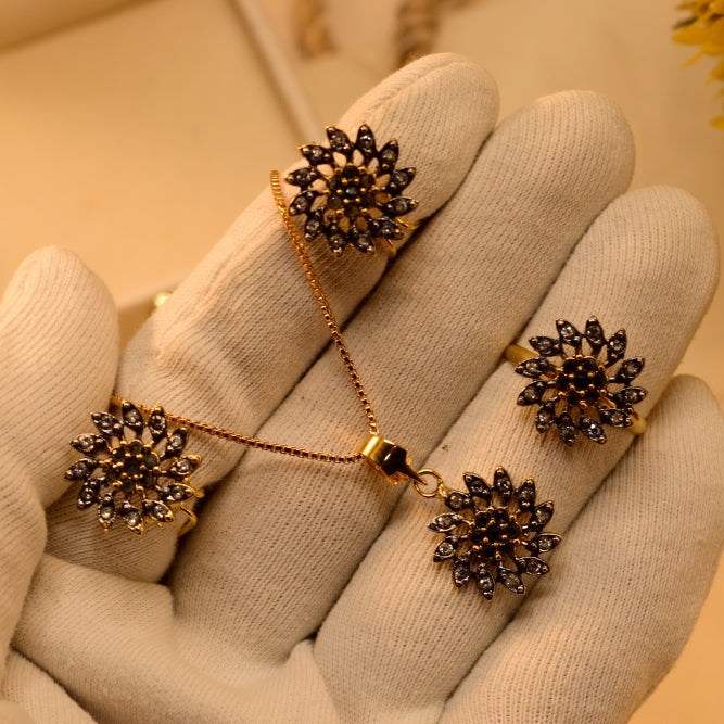 Gorgeous Design Gold Plated Crystal Stones Necklace Set for Girls/Women
