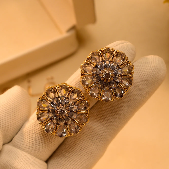 Luxury Design Gold Plated Crystal Stones Earrings For Girls/women