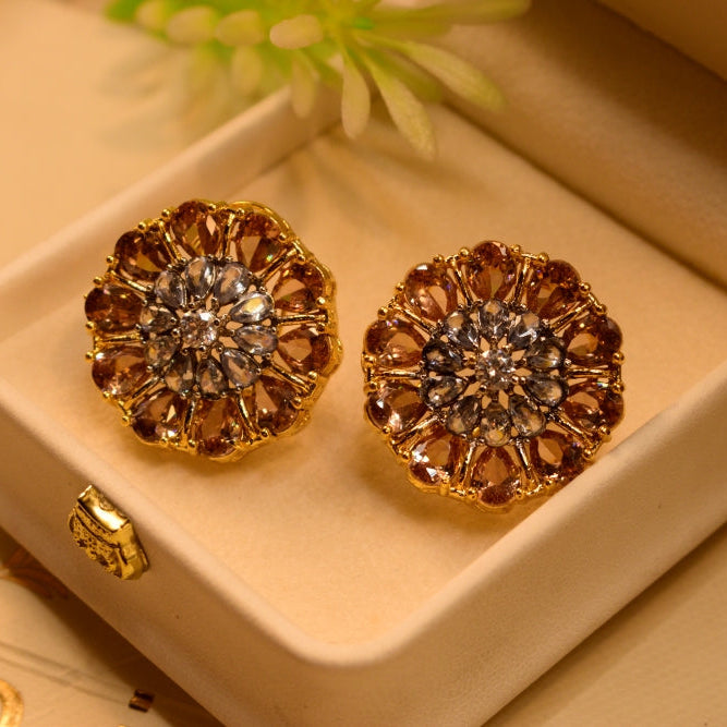 Luxury Design Gold Plated Crystal Stones Earrings For Girls/women