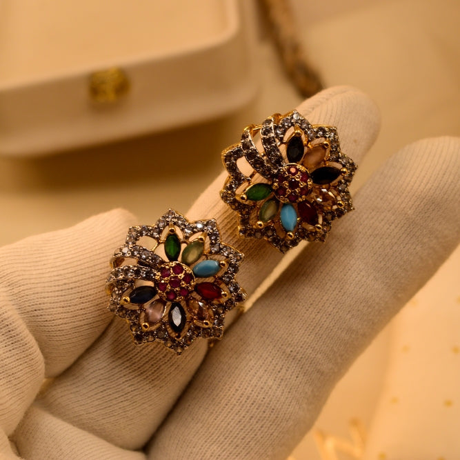 Glamorous Design Gold Plated Crystal Stones Earrings For Girls/women