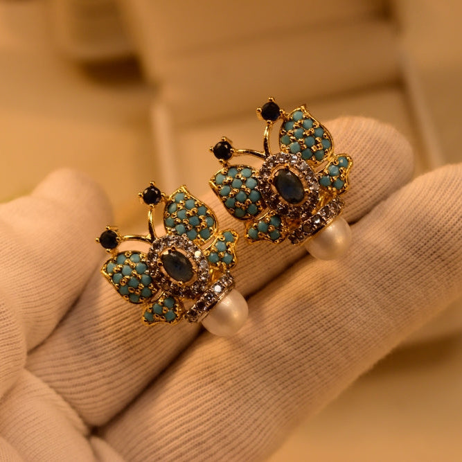 Dazzling Design Gold Plated Crystal Stones Earrings For Girls/women