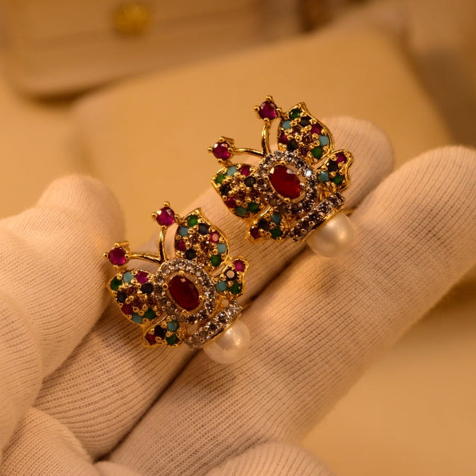 Dazzling Design Gold Plated Crystal Stones Earrings For Girls/women