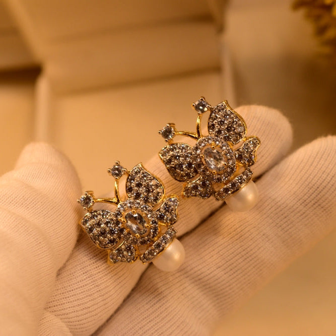 Dazzling Design Gold Plated Crystal Stones Earrings For Girls/women