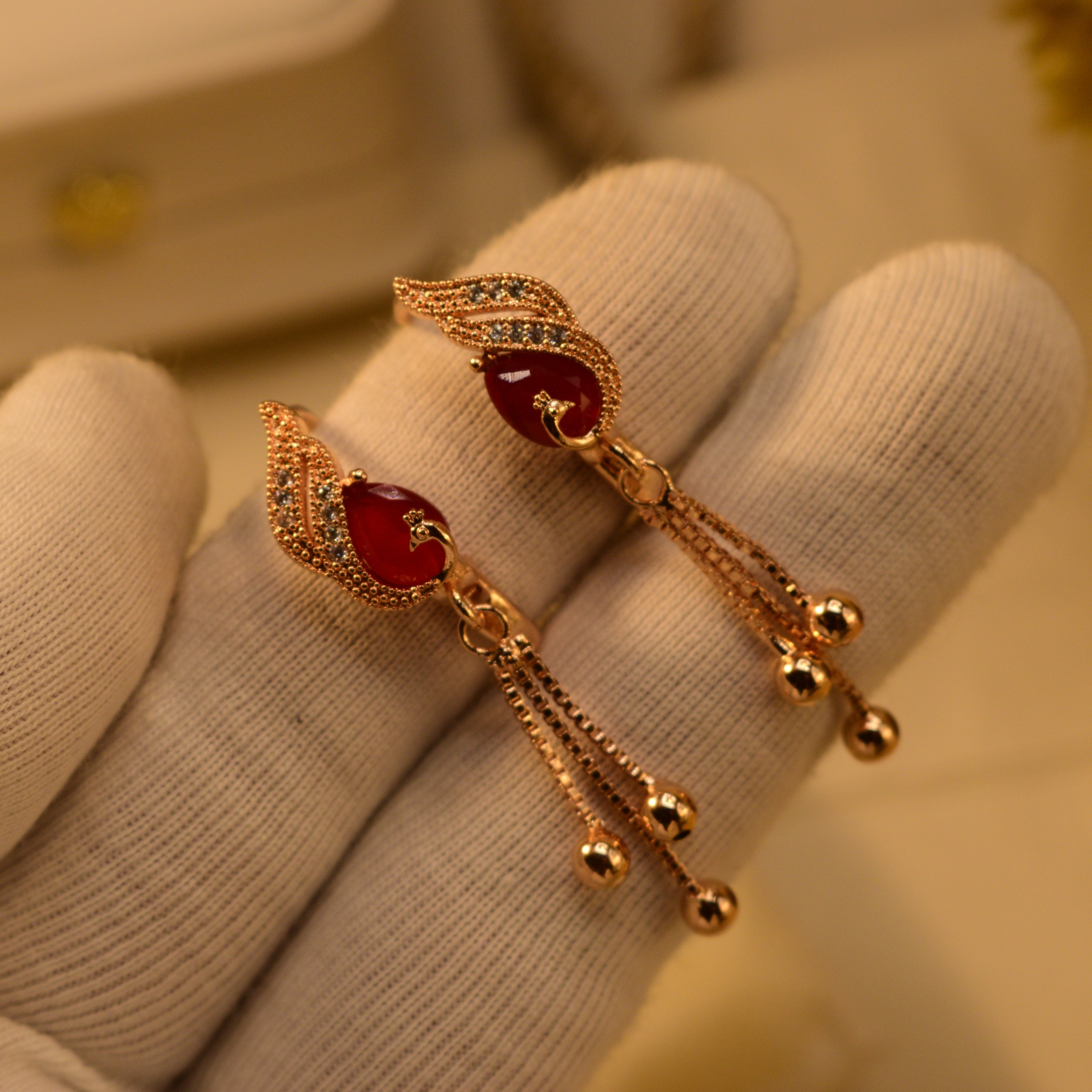 Elegant Design Gold Plated Crystal Stones Earrings For Girls/women
