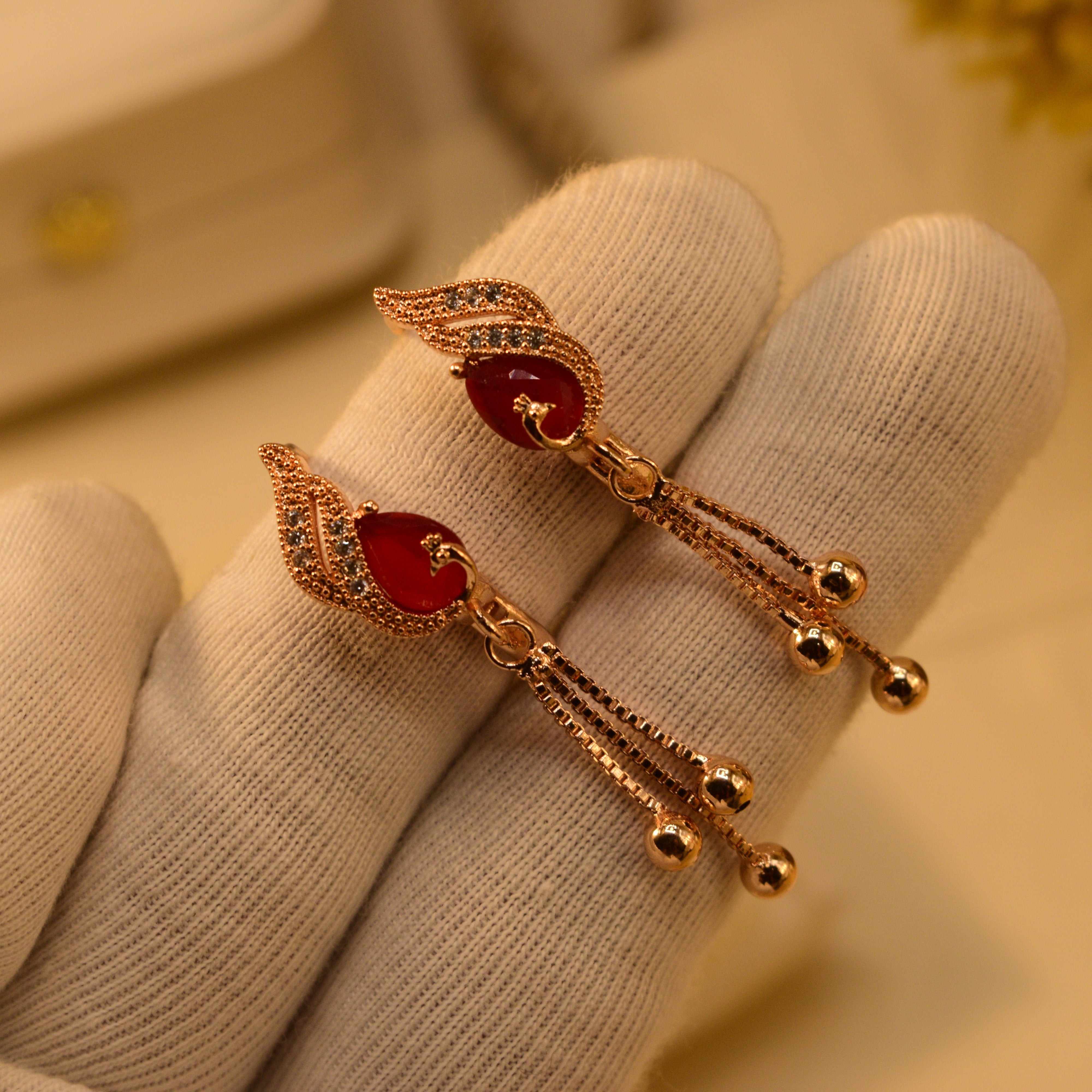 Elegant Design Gold Plated Crystal Stones Earrings For Girls/women