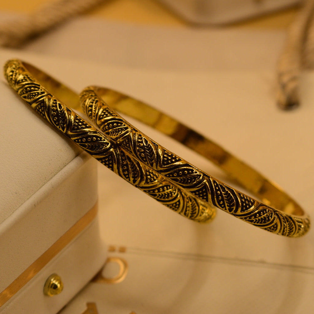 Beautiful Unique Design Gold Plated 2pc Bangle Set for Girls/Women