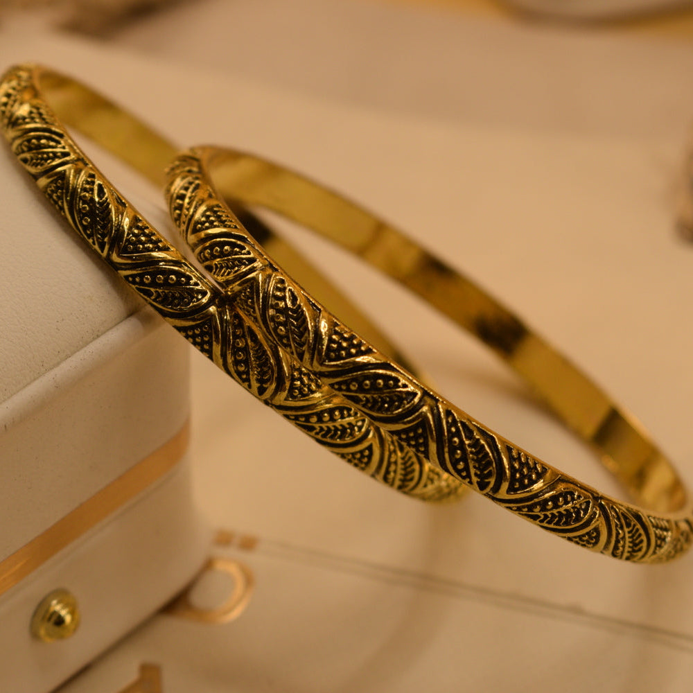Beautiful Unique Design Gold Plated 2pc Bangle Set for Girls/Women