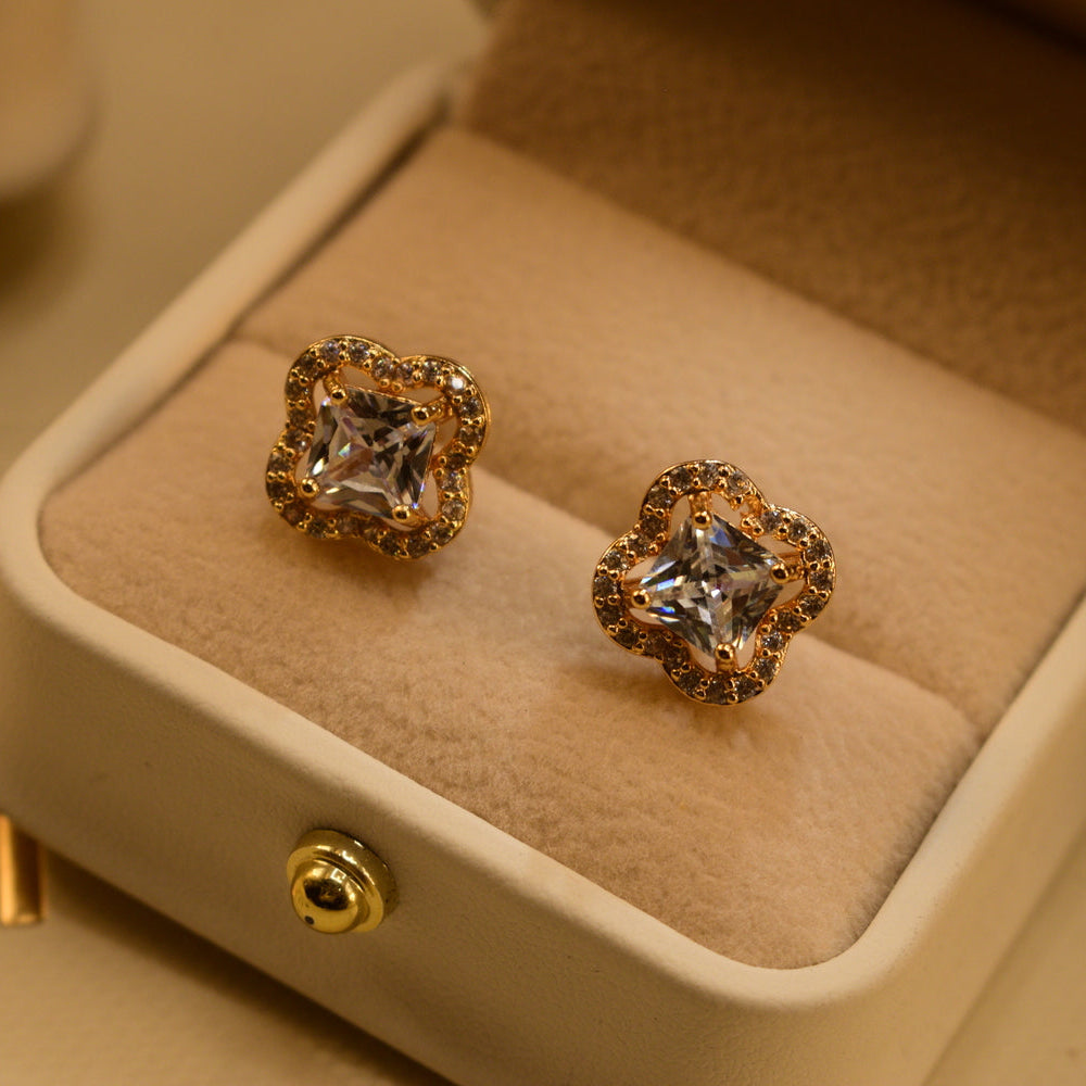 Fancy Design Gold Plated Crystal Stones Earrings For Girls/women