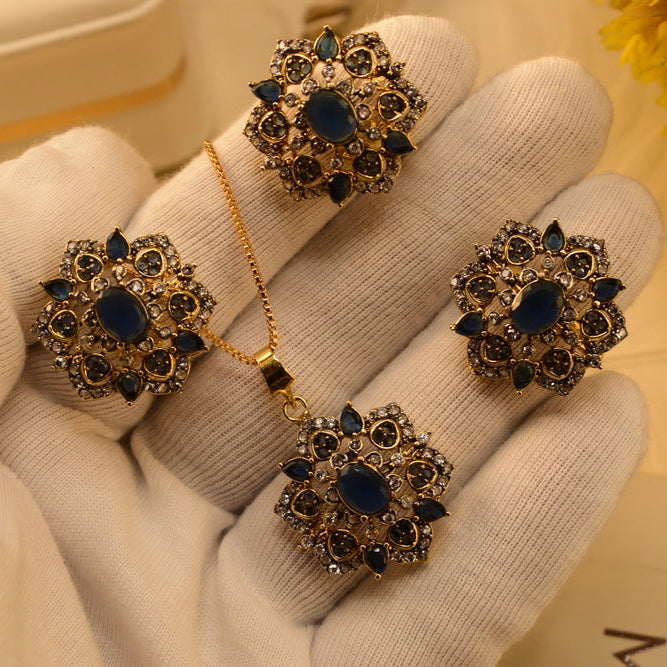 Beautiful Design Gold Plated Crystal Stones Necklace Set for Girls/Women