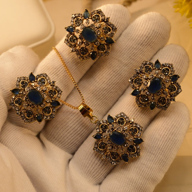 Beautiful Design Gold Plated Crystal Stones Necklace Set for Girls/Women