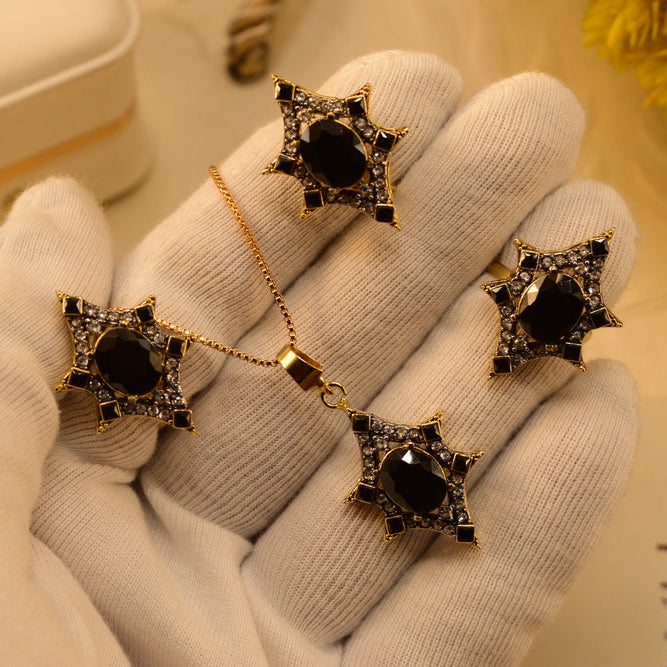 Gorgeous Design Gold Plated Crystal Stones Necklace Set for Girls/Women