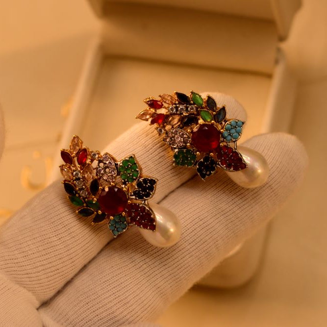 Glamorous Design Gold Plated Crystal Stones Earrings For Girls/women