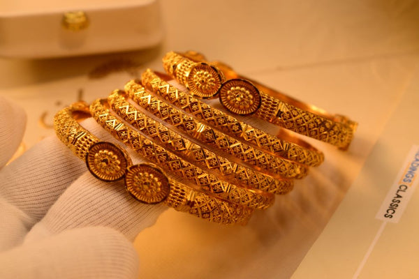 Sparkling Unique Design Gold Plated 6pc Bangle Set for Girls/Women