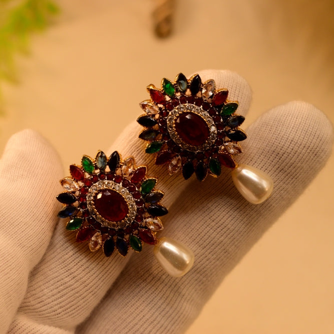 Luxury Design Gold Plated Crystal Stones Earrings For Girls/women