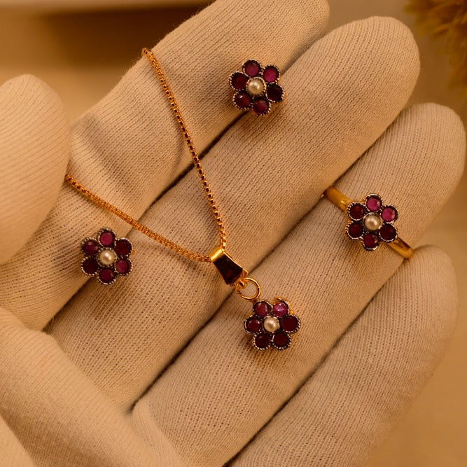 Beautiful Design Gold Plated Crystal Stones Necklace Set for Girls/Women