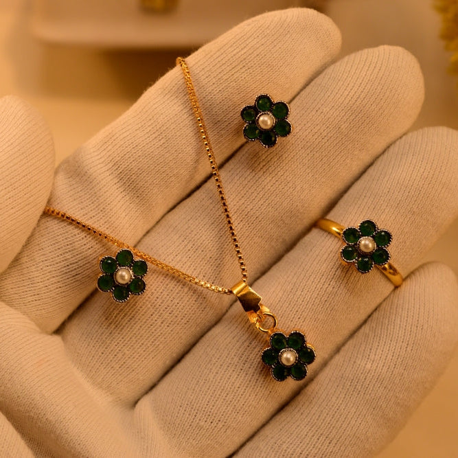 Beautiful Design Gold Plated Crystal Stones Necklace Set for Girls/Women