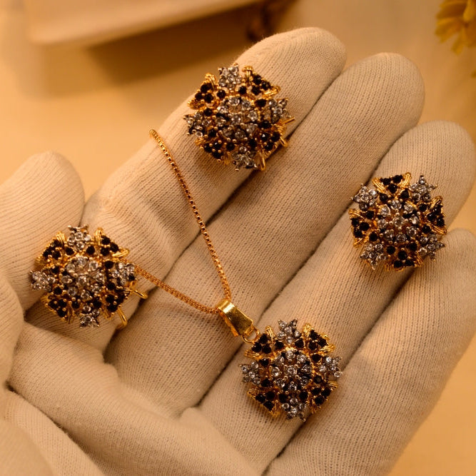 Elegant Design Gold Plated Crystal Stones Necklace Set for Girls/Women