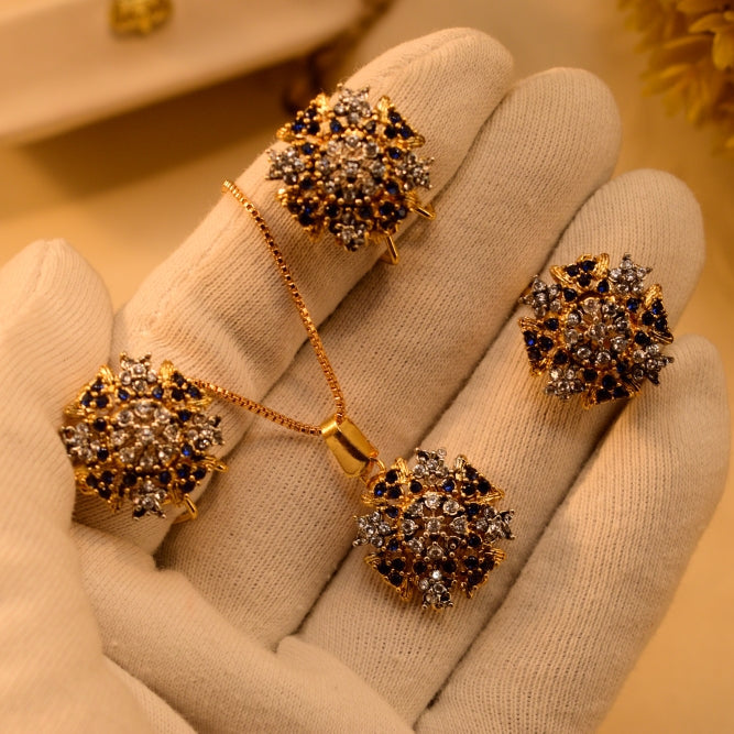 Elegant Design Gold Plated Crystal Stones Necklace Set for Girls/Women