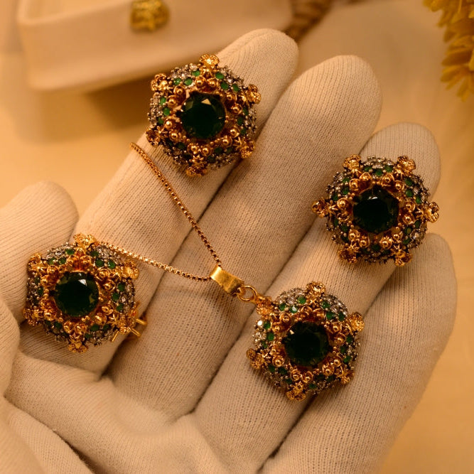 Luxury Design Gold Plated Crystal Stones Necklace Set for Girls/Women