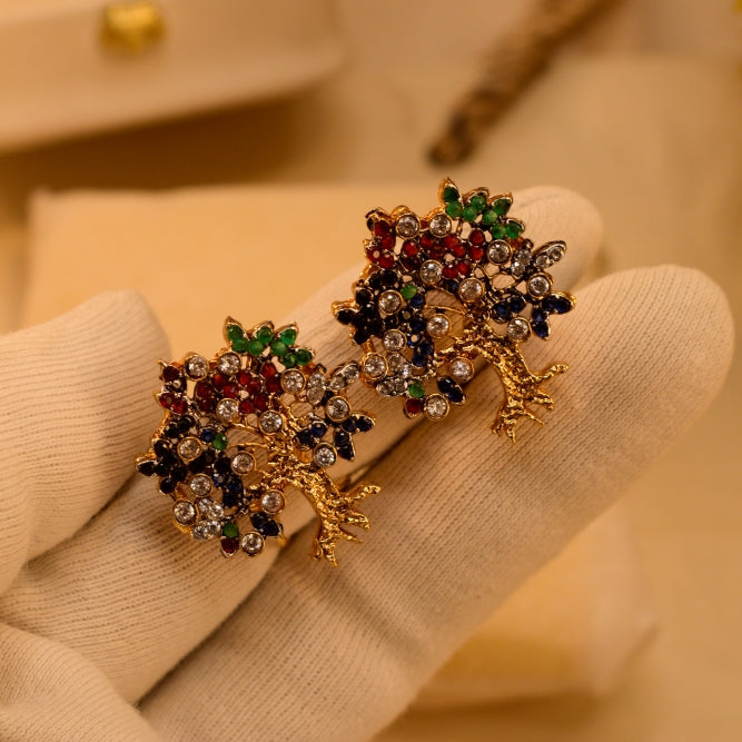 Gorgeous Design Gold Plated Crystal Stones Earrings For Girls/women