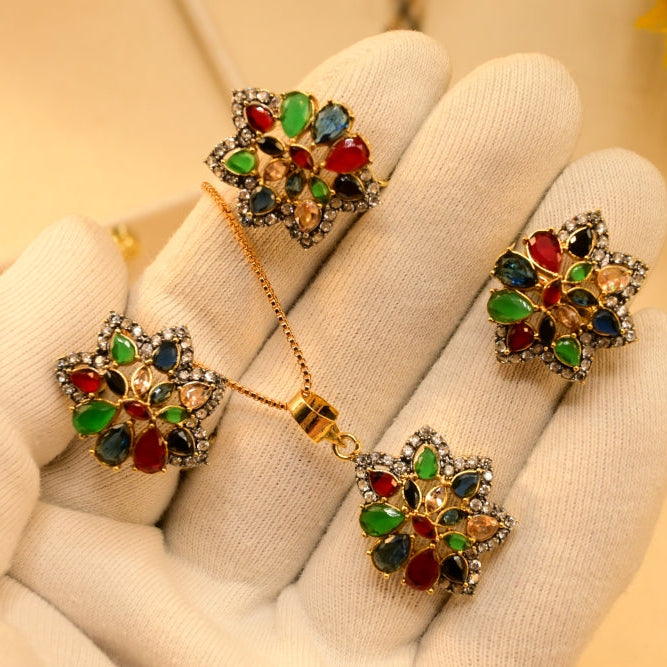 Luxury Unique Design Gold Plated Necklace Set for Girls/Women