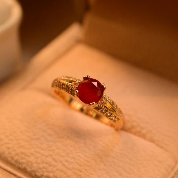 Luminous Gold Plated Big Stone Ring For Girls/Women