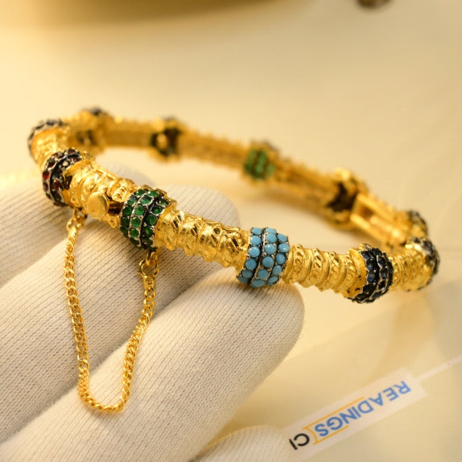 Sparkling Design Gold Plated Crystal Stones Bangle for Girls/Women
