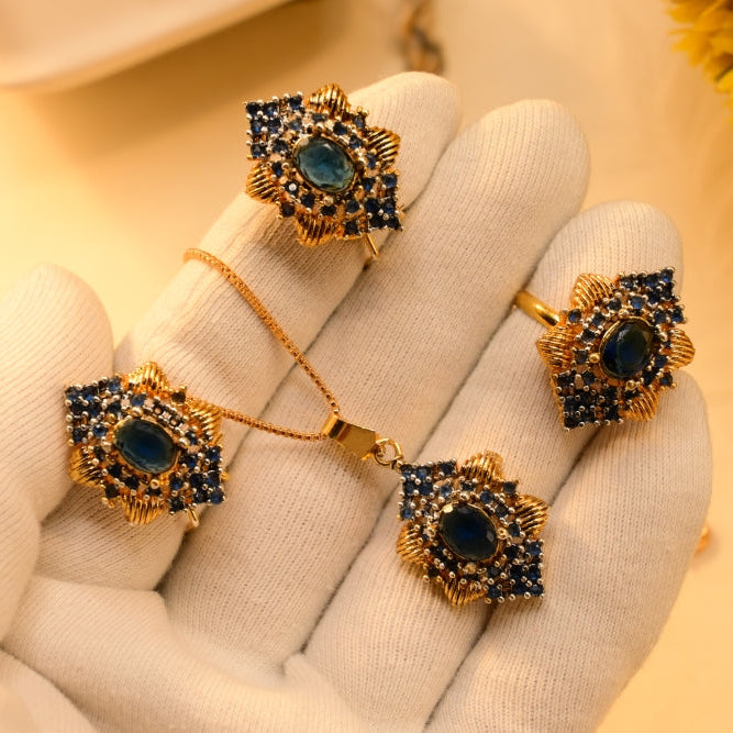 Sparkling Unique Design Gold Plated Necklace Set for Girls/Women