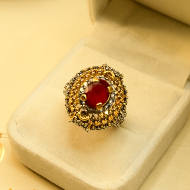 Beautiful Design Gold Plated Crystal Stones Ring For Girls/Women