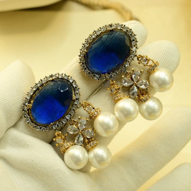 Glamorous Design Gold Plated Crystal Stones Earrings For Girls/women