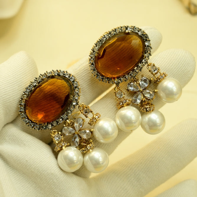 Glamorous Design Gold Plated Crystal Stones Earrings For Girls/women