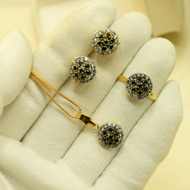 Glamorous Design Gold Plated Crystal Stones Necklace Set for Girls/Women
